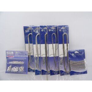 Jewelry Making Supplies by Blue Moon Beads, Silver Tone findings Kit, Metal Chai